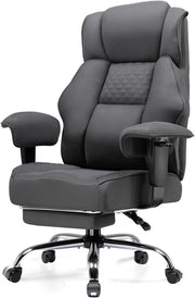 Sedia da gaming, ampia sedia da ufficio in tessuto di alta qualità, ergonomica, sedia da scrivania regolabile e girevole con poggiapiedi, 180 kg, grigio