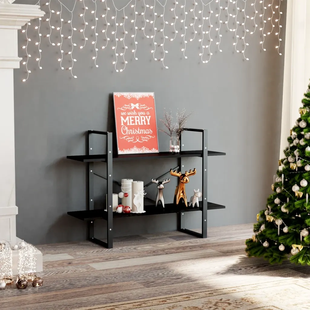 Libreria a 2 Ripiani Nera 100x30x70 cm in Legno Multistrato 806468