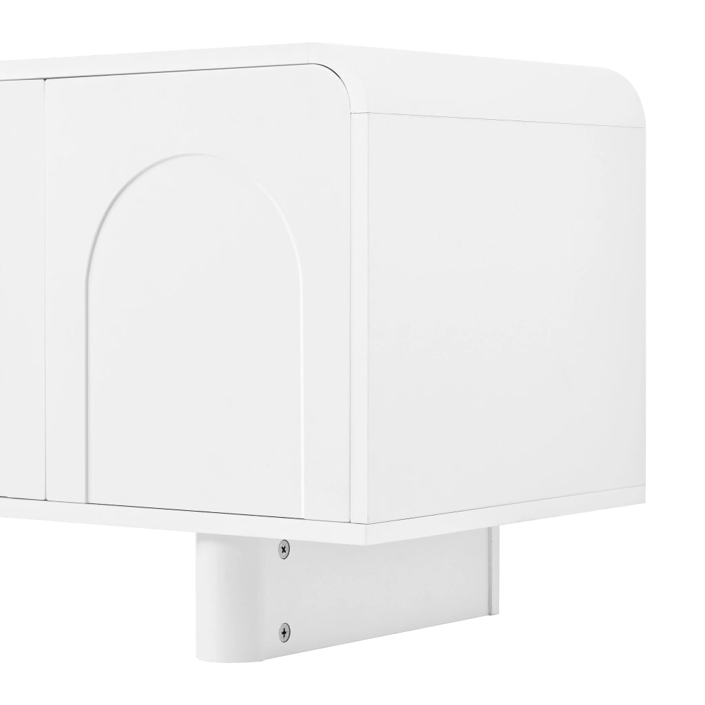 Mobile TV con 4 ante; 2 cassetti e passacavi - per soggiorno - 180×40×46 cm - bianco