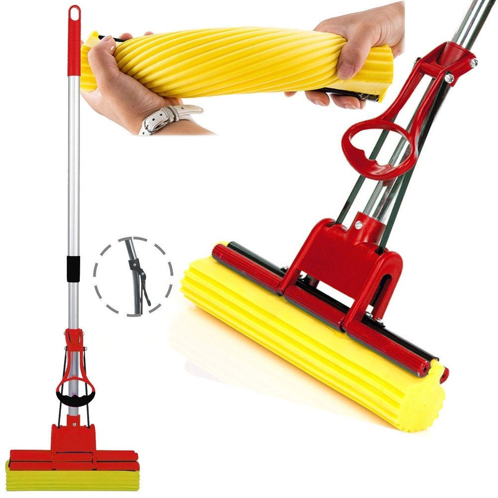 Trade Shop - Pva Mocio Mop Scopa Assorbente Con Manico Telescopico Lava Strizza Asciuga -