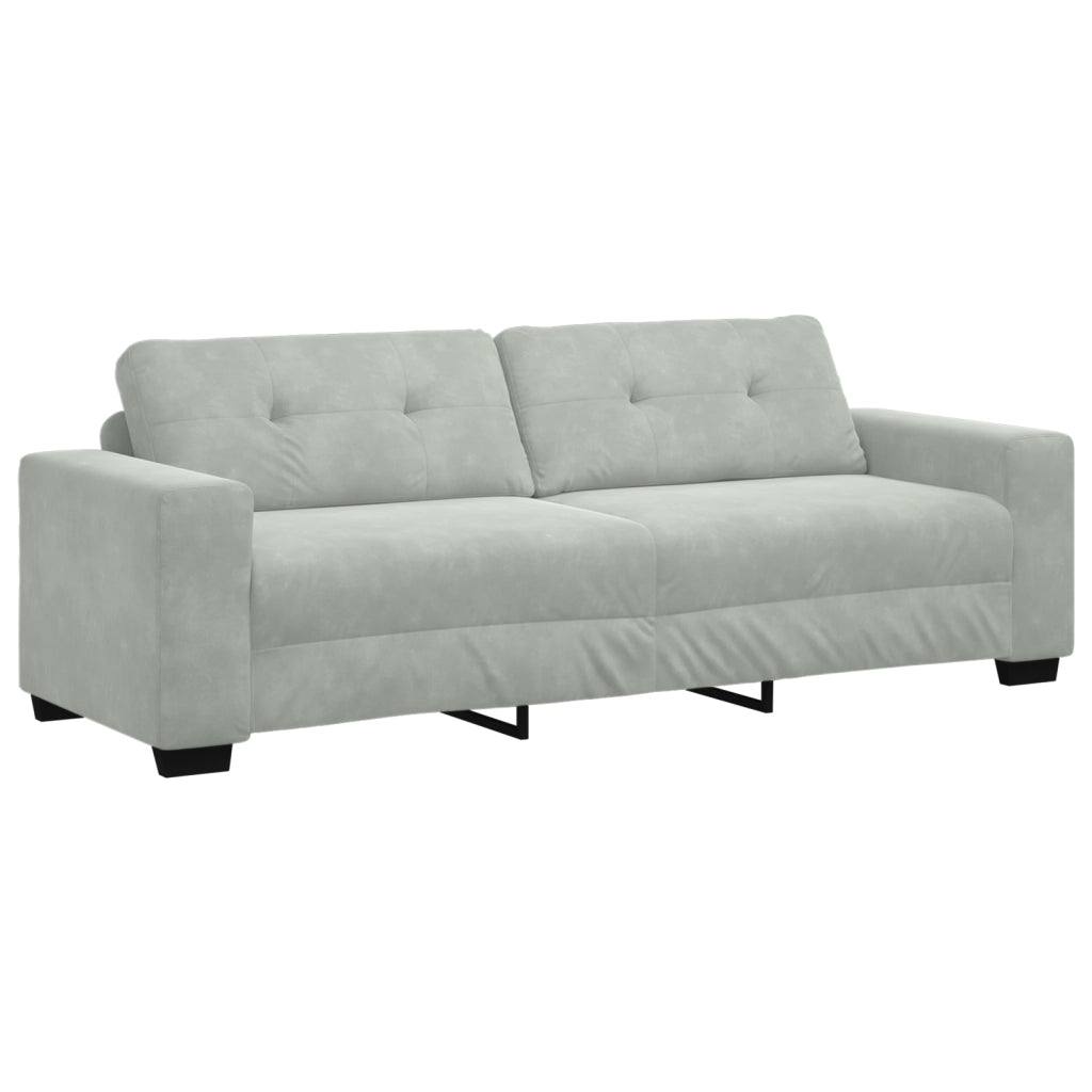 Set Divano a 3 Pezzi con Cuscini Velluto Grigio Chiaro