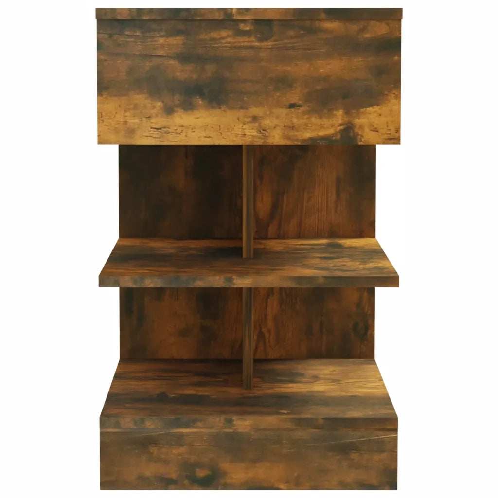Comodino Rovere Fumo 40x35x65 cm in Legno Multistrato 816041