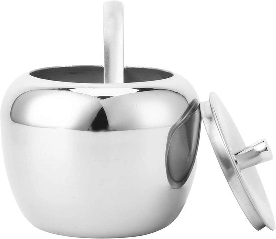Pentola per zucchero in acciaio inossidabile - vaso per zucchero a fior di caffè - vetro smaltato con finitura speciale - contenitore di conservazione - contenitore per spezie con coperchio e cucchiaio - cucina da casa ristorante.