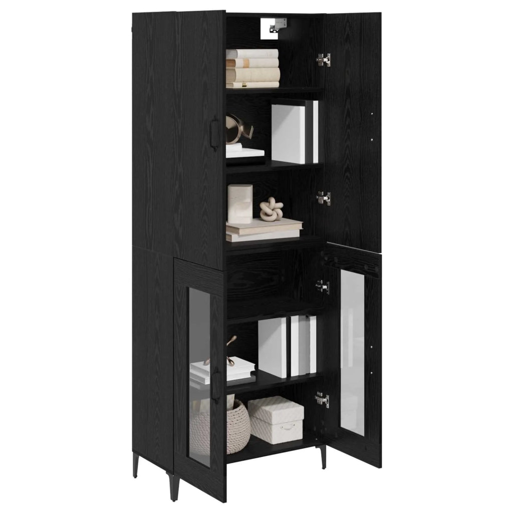 Credenza-Buffet-Armadio da cucina Rovere Nero 69,5 x 34 x 180 cm Legno multistrato 761012