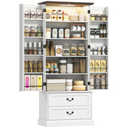 Armadio da cucina ¨C zephmum ¨C 2 ante, cassetti, ripiani regolabili, LED, 76x39.5x183cm, bianco