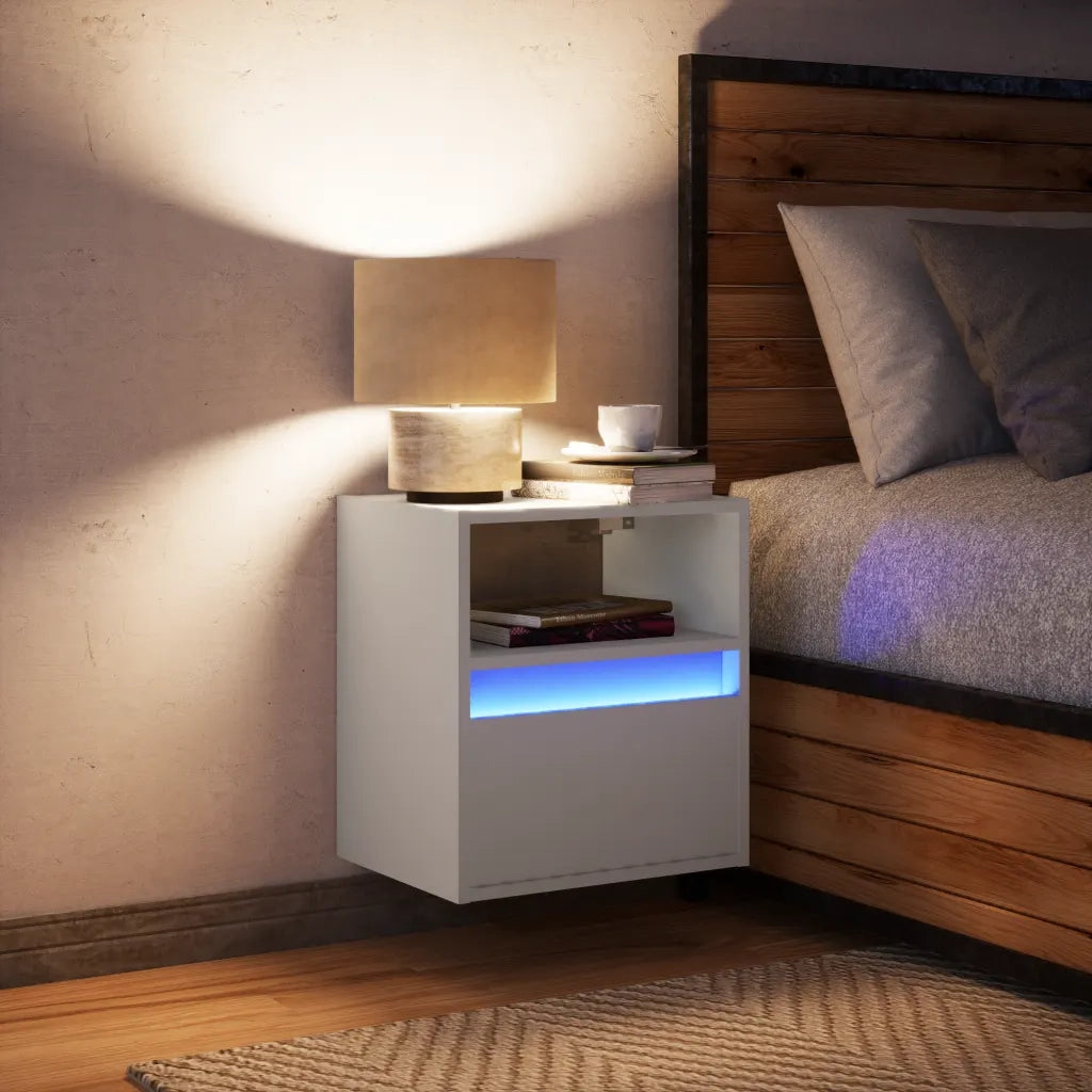 Comodino a Parete con Luci LED Bianco