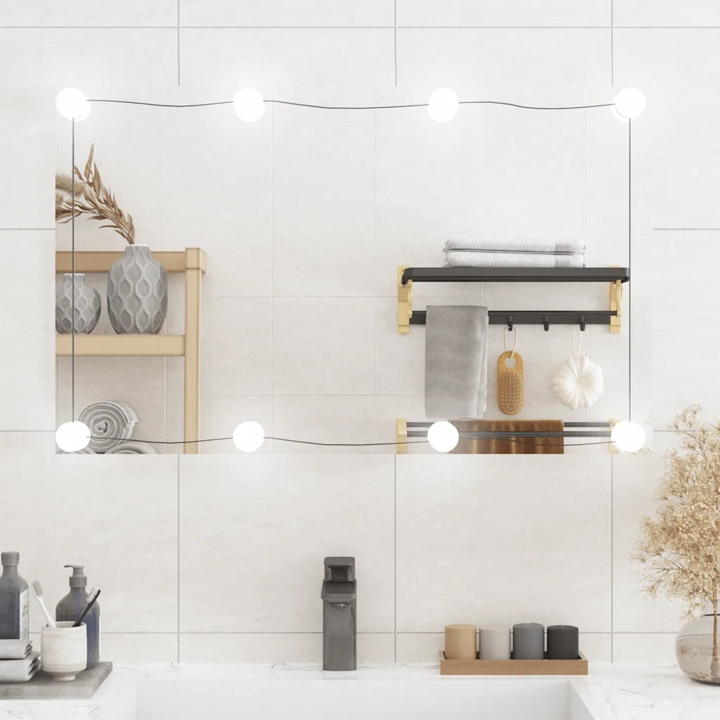 Specchio da Parete con Luci LED-Specchio a Muro-Specchio Decorativo 50x80 cm Vetro Rettangolare