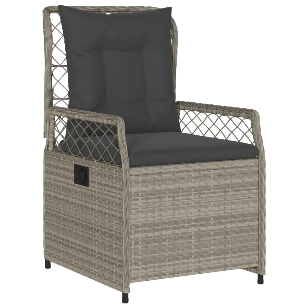 Set da Pranzo da Giardino 7 pz Cuscini Polyrattan Grigio Chiaro 3263031