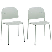 Set di 2 sedie da pranzo con seduta in materiale sintetico verde menta e struttura in metallo, in stile minimalista scandinavo, per la zona pranzo della cucina