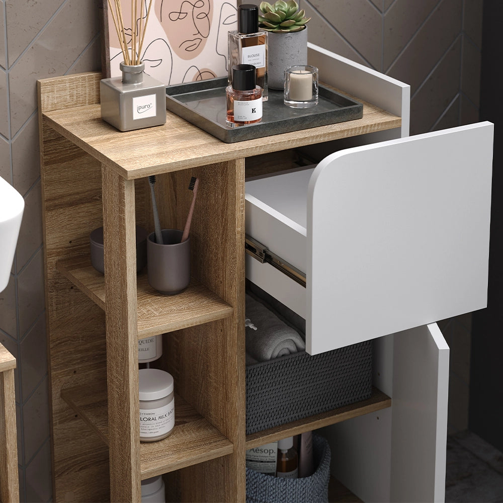 Vicco Set di mobili da bagno Sonoma/Bianco 3 parti, con mobile midi