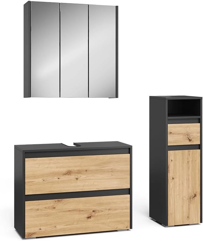 Set di mobili da bagno Majest, Antracite/Artisan, 3 parti