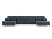 Cosmopolitan Design - Divano panoramico "Bali" 7 posti in tessuto strutturato blu scuro 