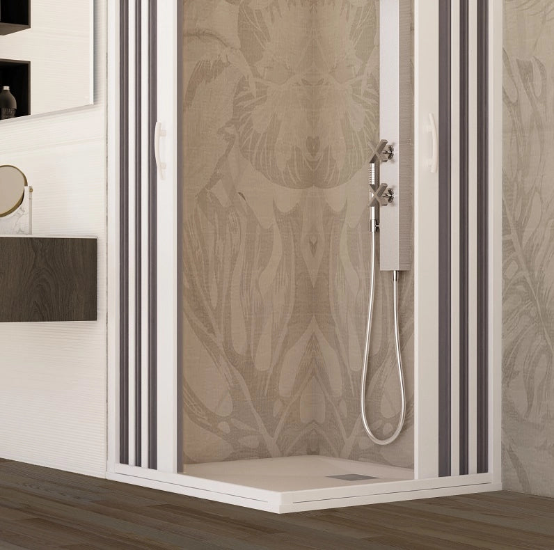 Box doccia apertura centrale a pacchetto pvc bianco h.185cm MITE 80-60x120-100cm