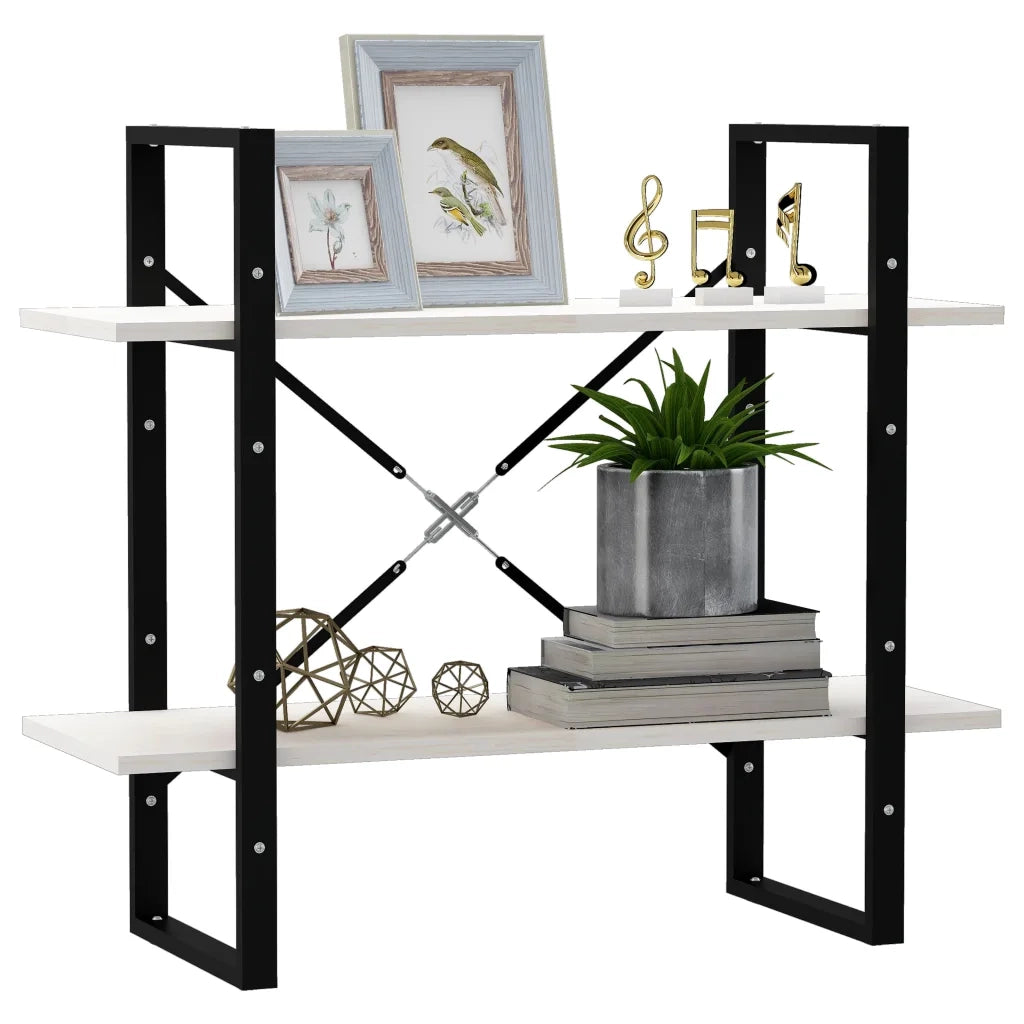 Libreria a 2 Ripiani Bianca 80x30x70 cm in Massello di Pino 806453