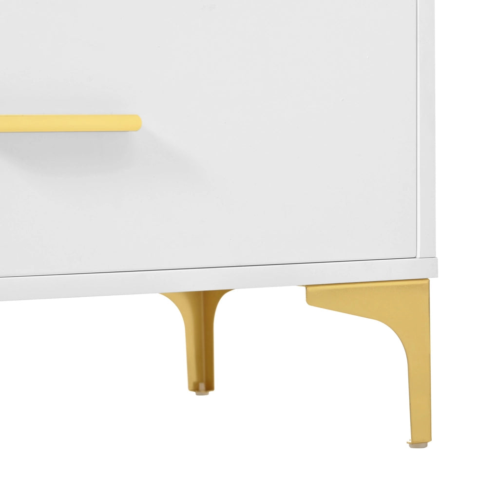 Cassettiera a 6 cassetti in MDF bianca; 120 x 40 x 76 cm