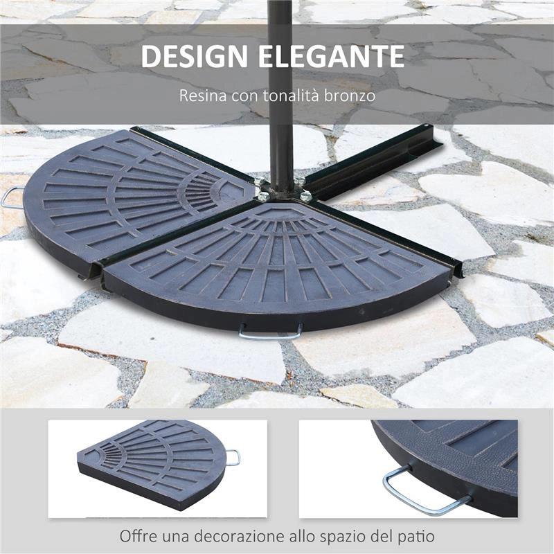 SET 2 PESI PER OMBRELLONE A BASE A CROCE DA 28 KG CON DESIGN A VENTAGLIO IN COLOFONIA 66X47X4.2 CM BRONZO