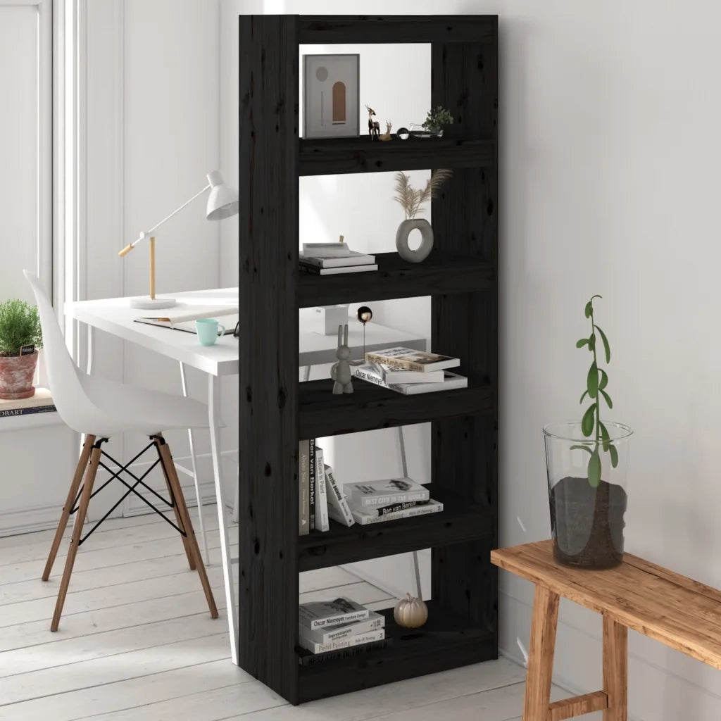 Libreria/Divisorio Nero 60x30x167,5 cm in Massello di Pino 808177