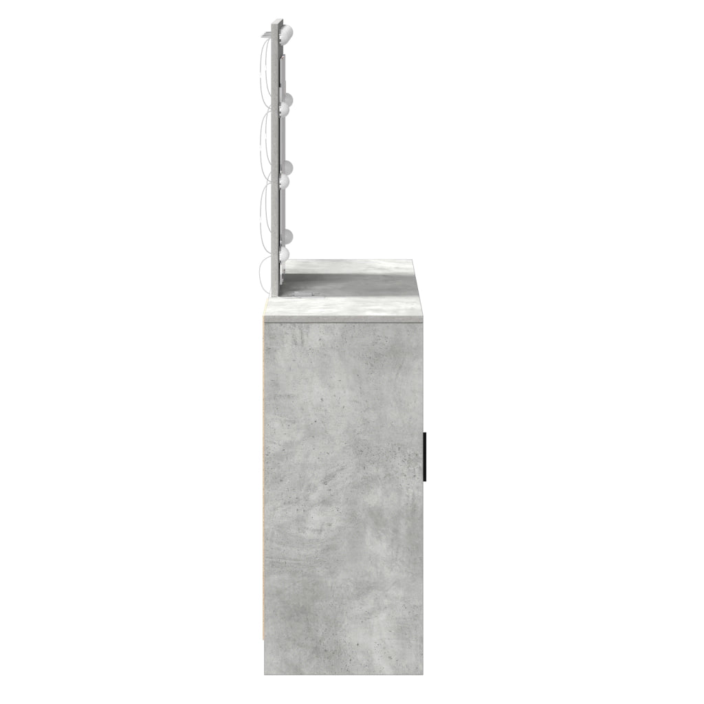 Tavolo da trucco con luci LED Grigio cemento 102x33x135 cm