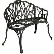 Panchina da giardino a 2 posti in alluminio pressofuso nero; 99 x 57 x 78 cm
