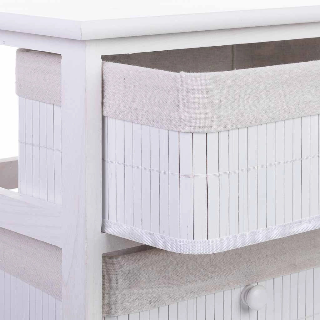 Cassettiera in legno con 3 cassetti in bambù foderati 40x29x58
