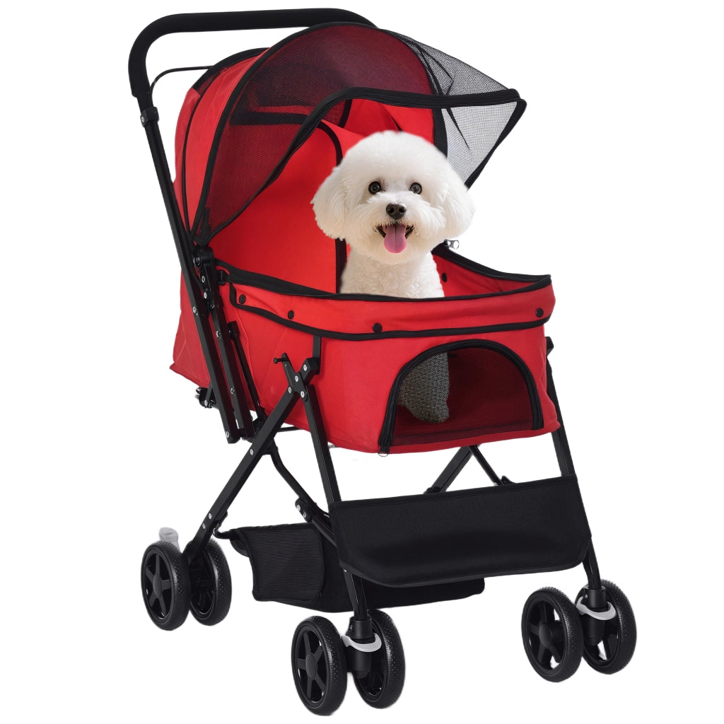 Cestino per Cani Pieghevole con Finestra a Maglia ¨C zephmum ¨C Rosso 76.5x52x95 cm