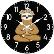 Orologio da Parete Cartoon Yoga Luiaard Disegno Senza Suono 12 Pollici Orologio da Muro Ronde a Batterie per Camera da Letto Salotto Cucina Ufficio