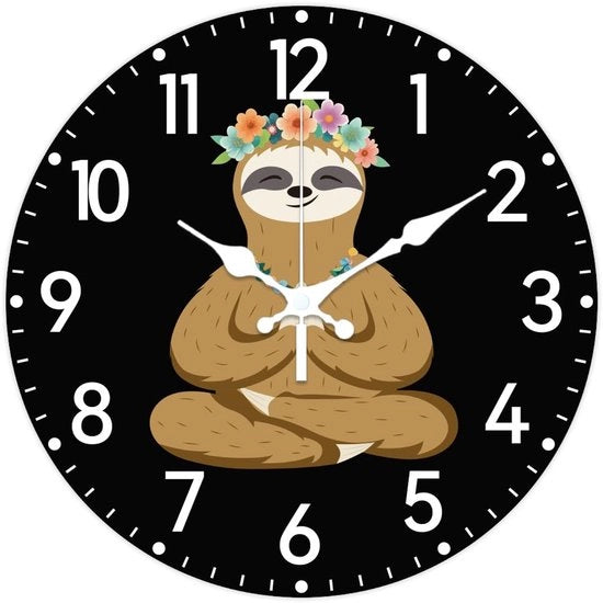 Orologio da Parete Cartoon Yoga Luiaard Disegno Senza Suono 12 Pollici Orologio da Muro Ronde a Batterie per Camera da Letto Salotto Cucina Ufficio
