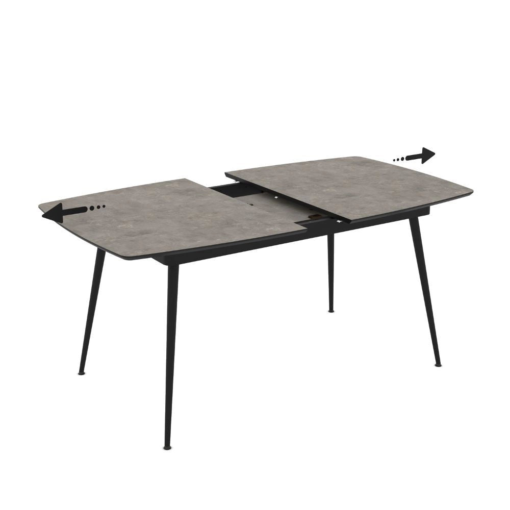 Tavolo allungabile Yense colore cemento con gambe nere 145x80x75H