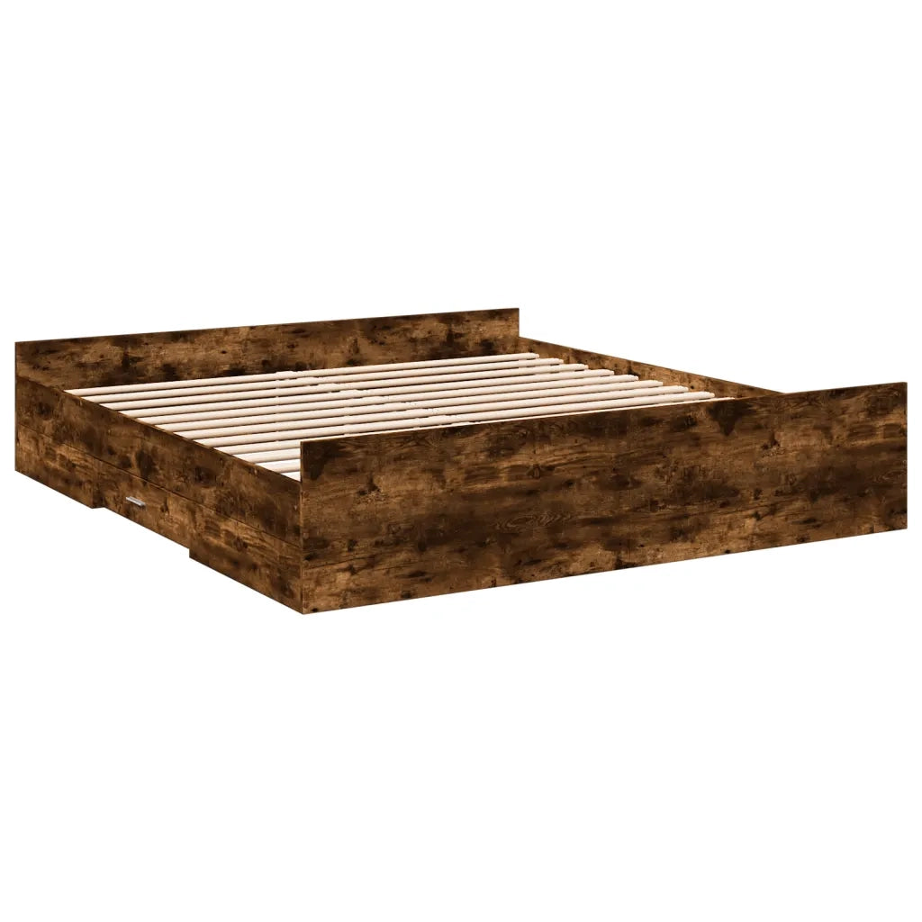 Giroletto con Cassetti Rovere Fumo 200x200 cm Legno Multistrato 3280269