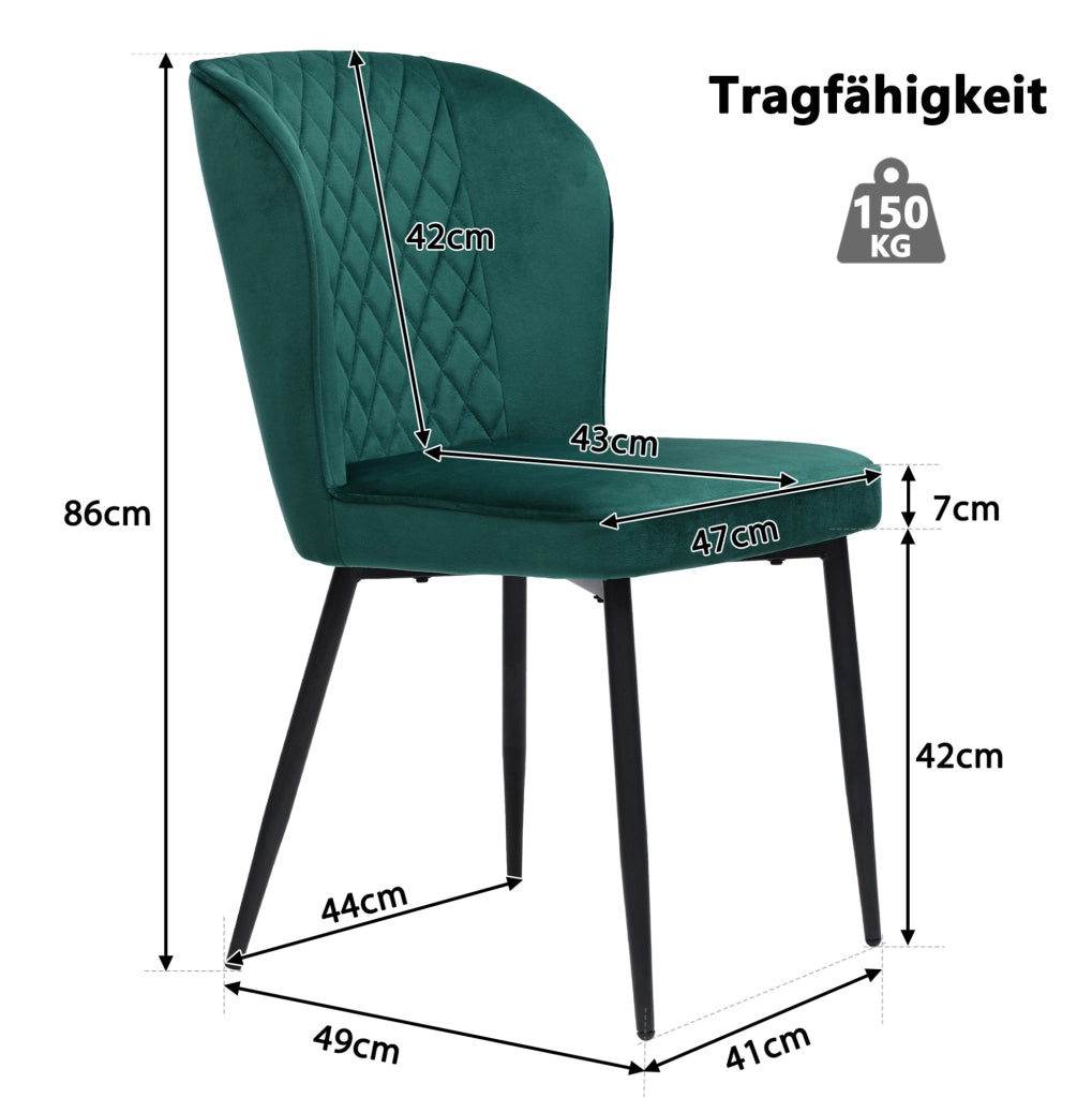 Sedia da pranzo in velluto verde