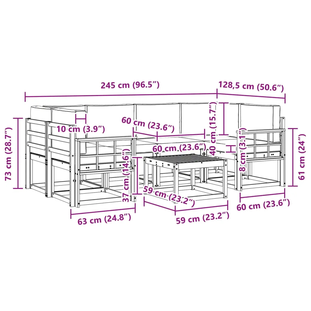Set di divani da esterno 7 pz Bianco e Antracite 3387326