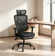 Sedia da Ufficio Ergonomica Nera con Poggiapiedi e Supporto 150 kg