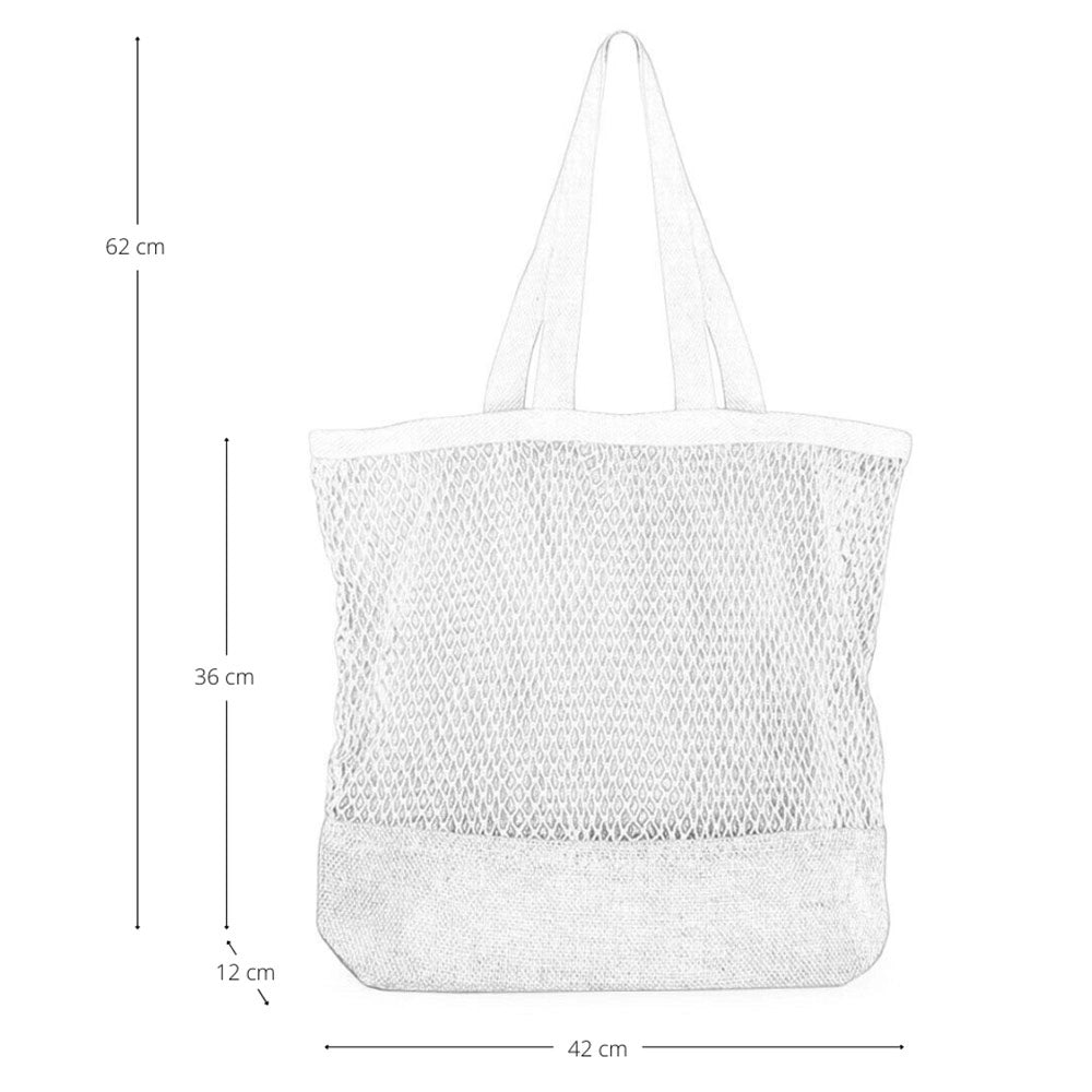 Borsa Shopper a Rete Beige con Base in Juta leggera capiente e riutilizzabile