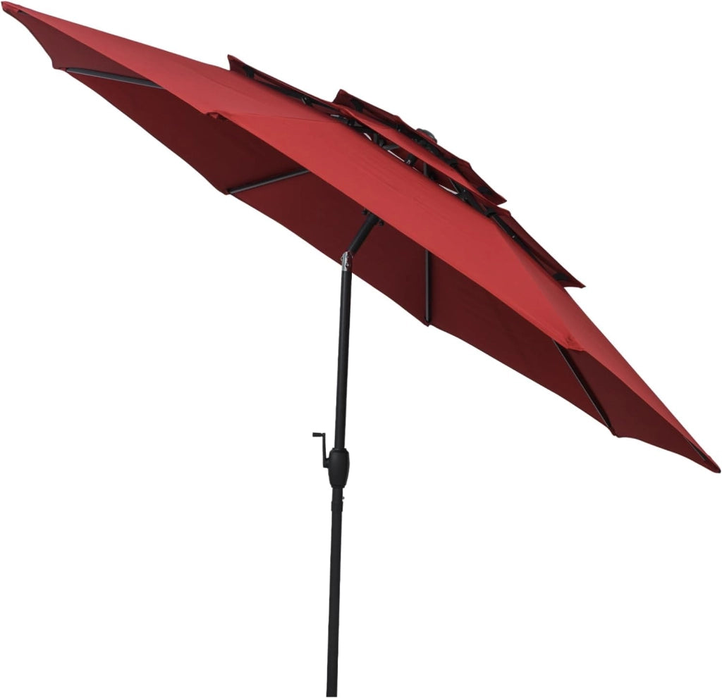 φ3 m Ombrellone da giardino, Tripla baldacchino, Ombrellone inclinabile, Angolo regolabile, Ombrellone da esterno, protezione solare, per terrazza, balcone, altezza di 240 cm