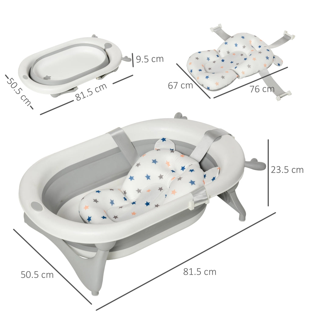 Vasca da bagno pieghevole per bambini 0-3 anni ¨C zephmum ¨C 81.5x50.5x23.5cm, Bianco