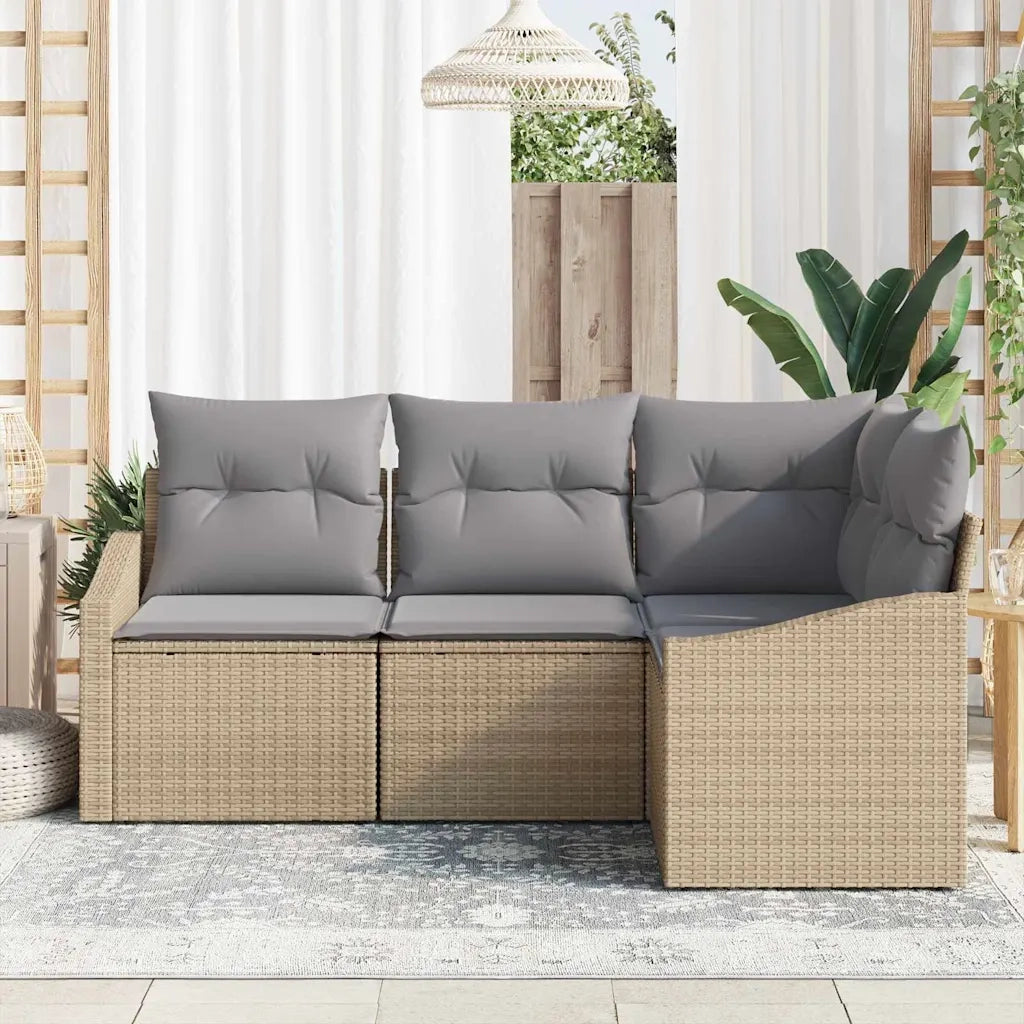 Set Divano da Giardino 4 pcs Beige e Grigio Chiaro polyrattan 3355369