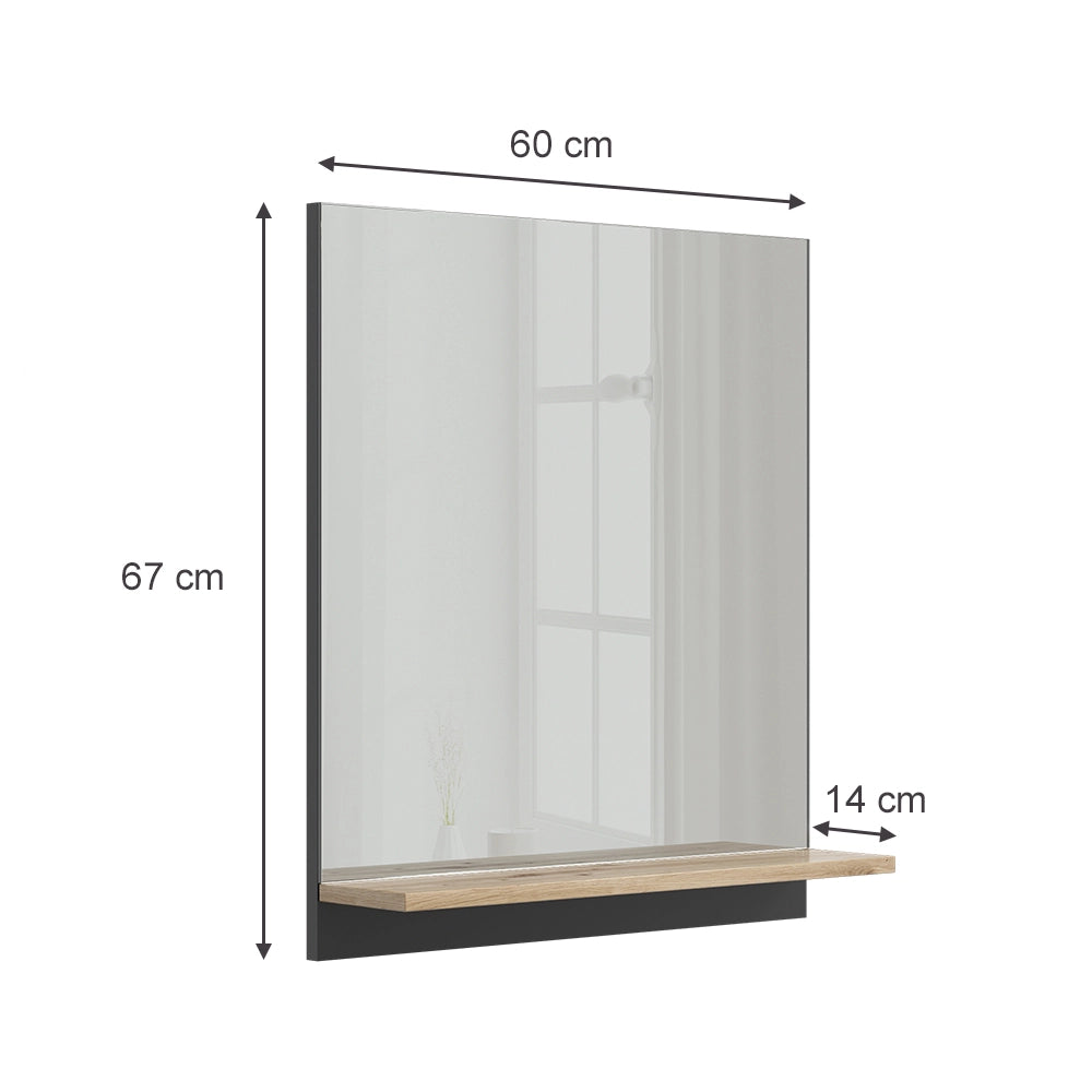 Vicco Specchio contenitore bagno Antracite 60 x 67 cm con ripiano