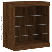 Credenza cassettiera armadio mobile contenitore organizer per cucina soggiorno salotto con luci LED 60,5 x 37 x 67 cm marrone 02_0029928