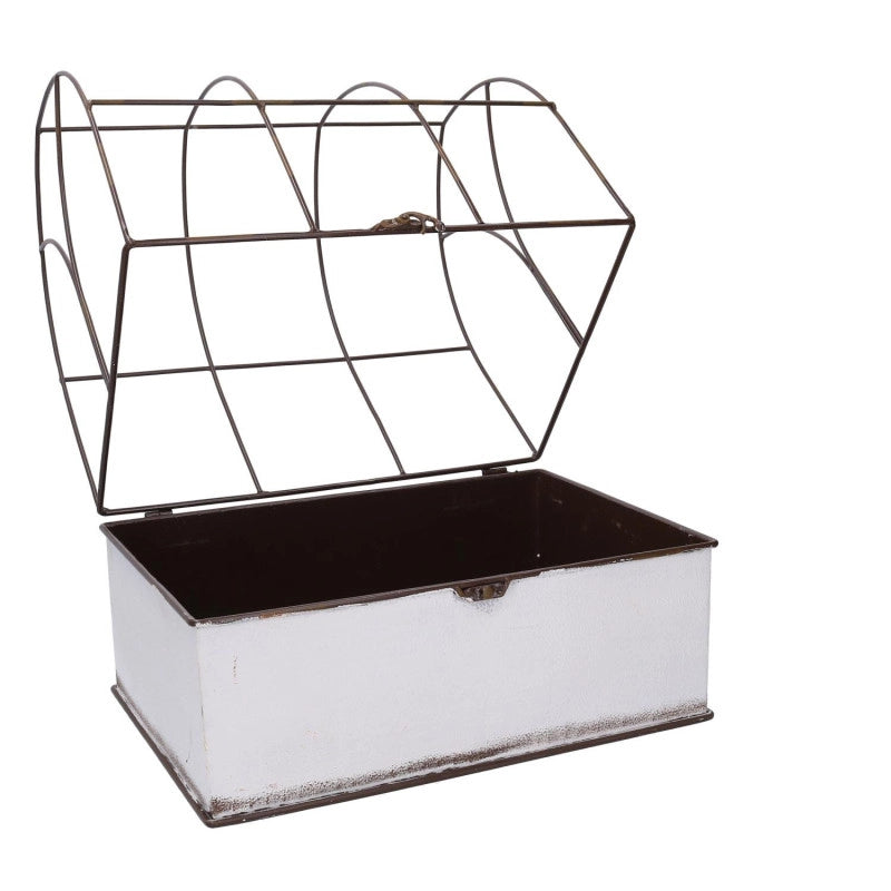 Portavaso metallo 1-2 gabbia bianco rettangolare cm 36x25h13/44