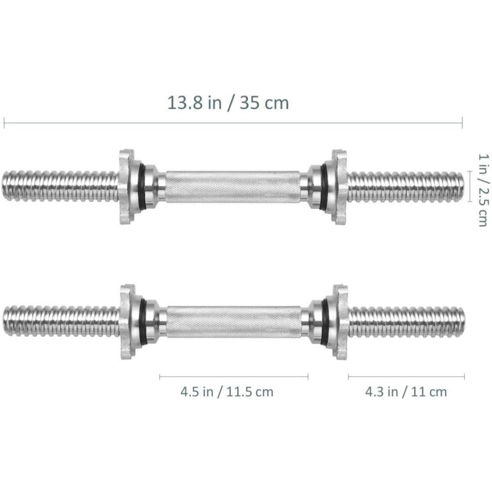 Trade Shop - 2 Manubri Filettati Da 35cm Per Sollevamento Pesi Sport Allenamento Palestra -