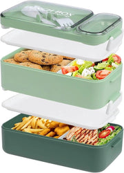 Lunchbox per adulti - Lunchbox per bambini - Lunchbox con contenitori - Grande scatola a doppia altezza - Rosso - 1600ml - Adatto per lavoro, scuola - Verdura