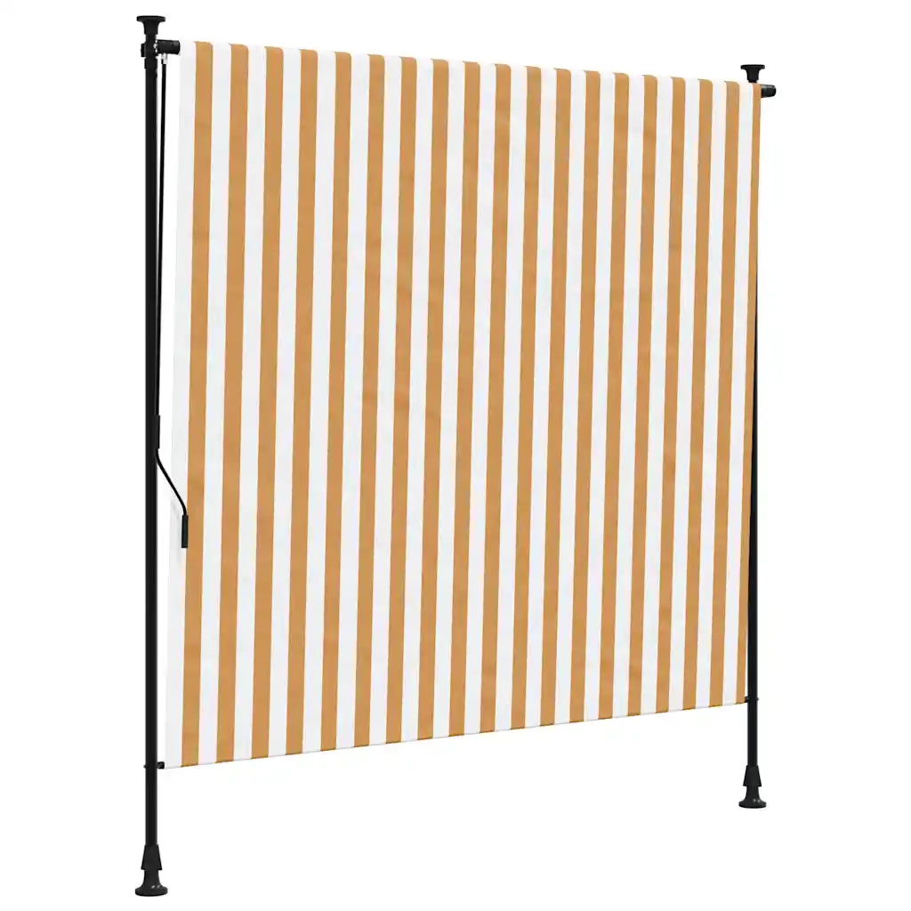 Tenda a Rullo Esterno Arancio Bianca 150x270 cm Tessuto Acciaio 368770