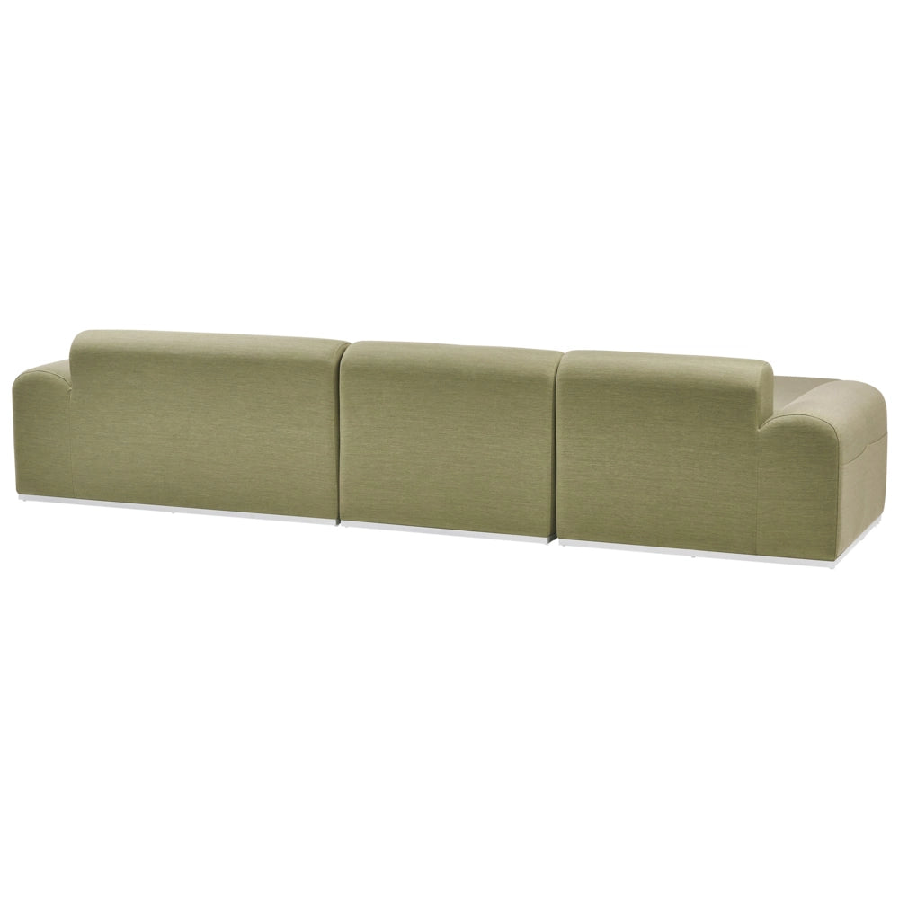 Set da salotto modulare in tessuto per esterni 7 posti reversibili con struttura in alluminio verde oliva stile elegante