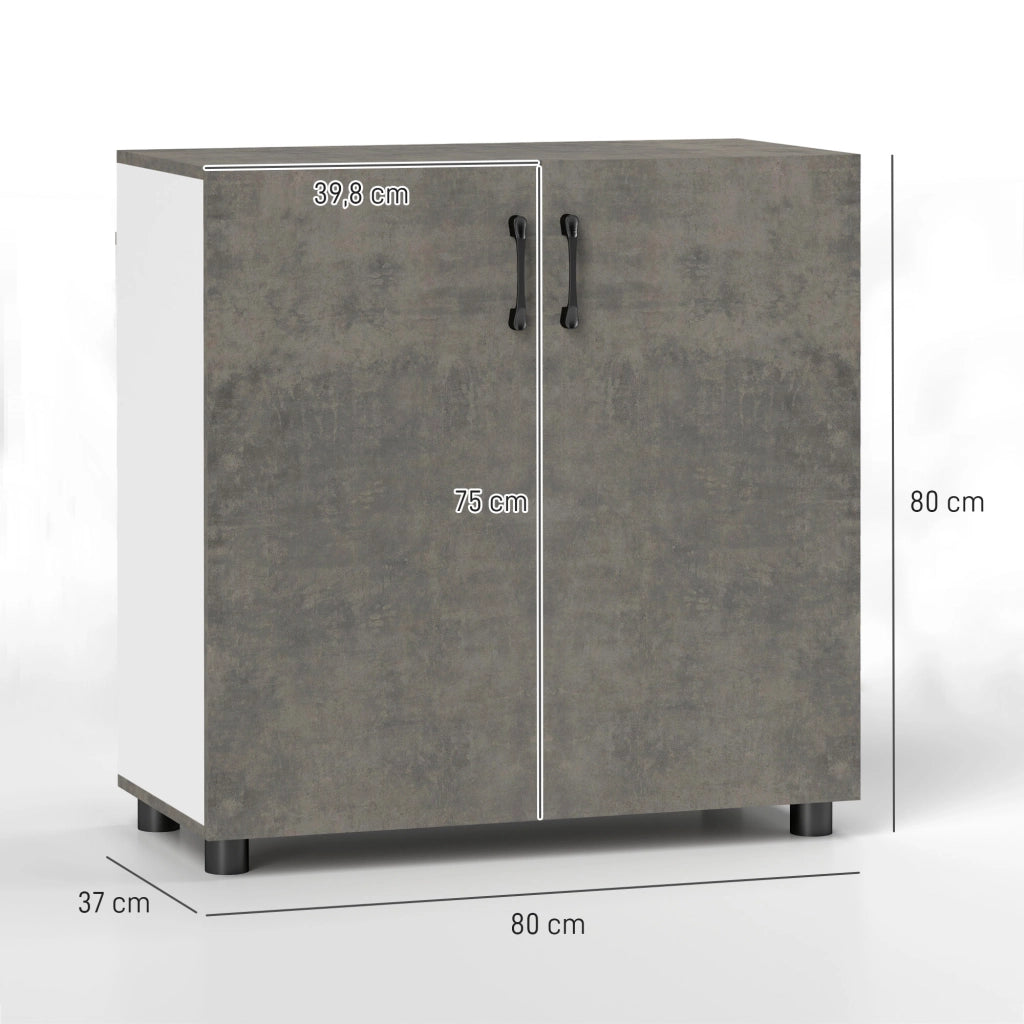 Consolle per Ingresso con Ripiano e Ante ¨C zephmum ¨C Grigio Cemento 80x37x80 cm