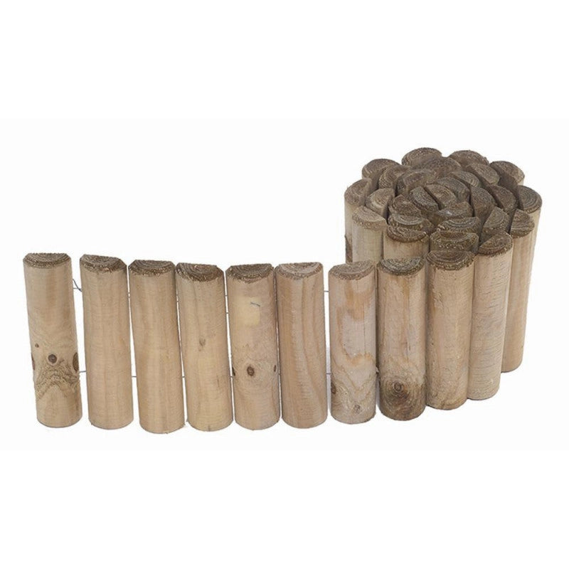 Bordura aiuola in legno a rotolo 10 pezzi totali 20 metri, pali diametro 5 cm altezza 30 cm per giardino - Esterni da Vivere