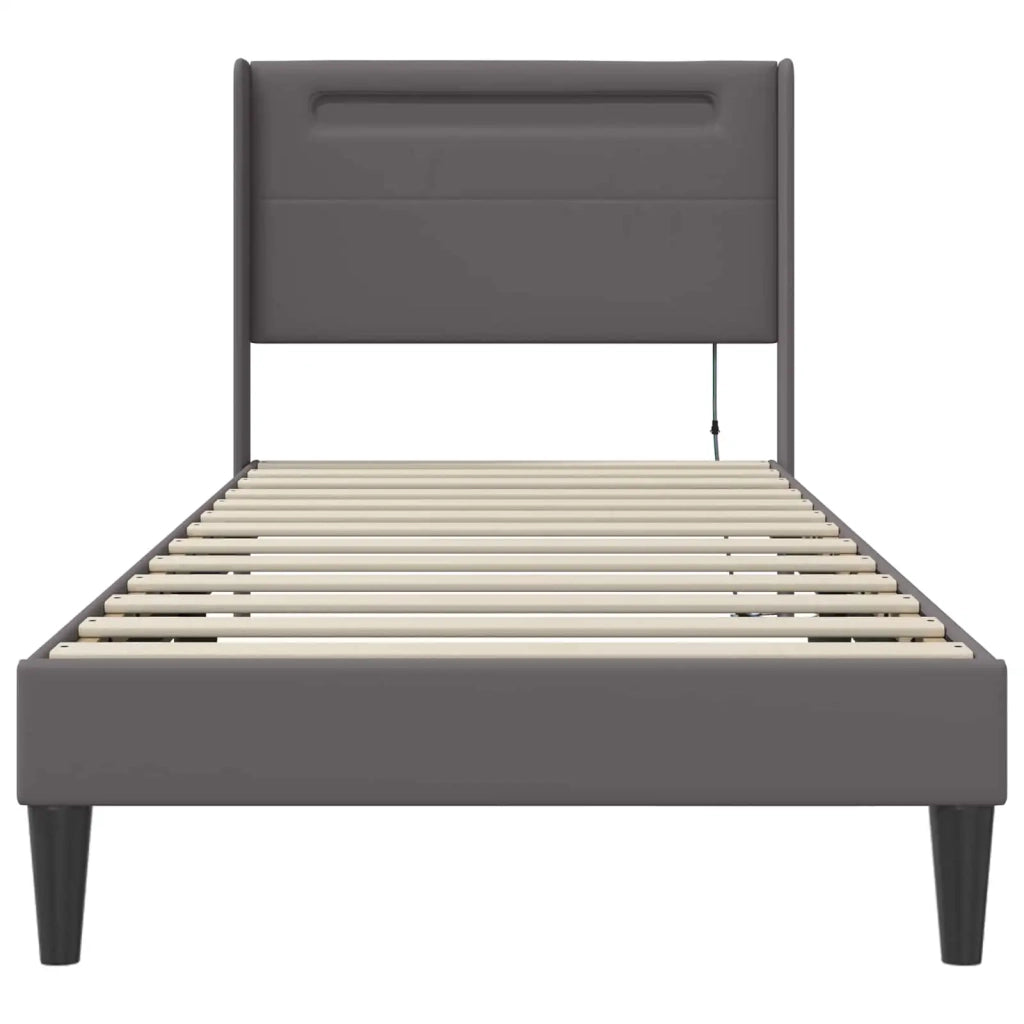Struttura del letto con testiera Grigio 100 x 200 cm Similpelle