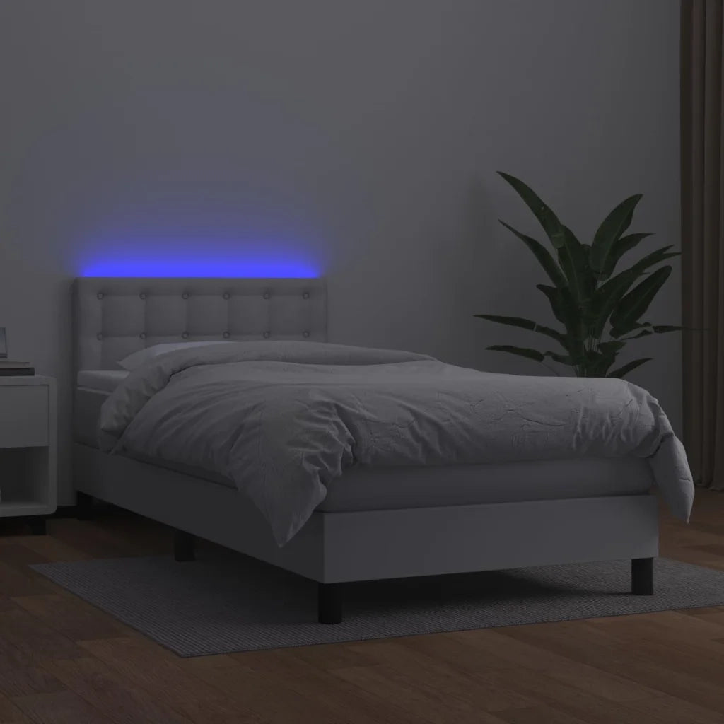 Giroletto Molle con Materasso e LED Bianco 90x190 cm Similpelle 3134196