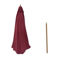Ombrellone da Giardino 3x2.5 con Palo in Legno e 8 Stecche e Copertura in Poliestere Rosso Scuro