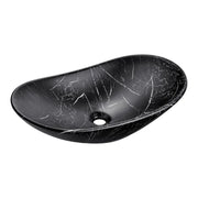 Lavabo ovale da appoggio 61,5x36 cm nero effetto marmo in ceramica opaca