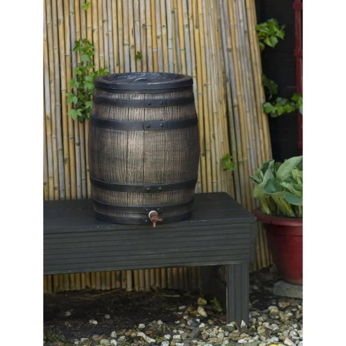 Raccoglitore d'acqua a forma di botte - NATURE - PE rotostampato - 50 litri - Accessori inclusi